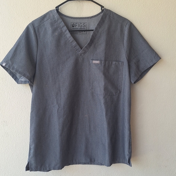 FIGS Scrub Gray Catarina V Neck Women's Top Size M - Picture 4 of 6
